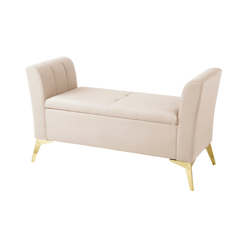 image 1 of Pettine Ottoman Storage Bench | Cream | Natural