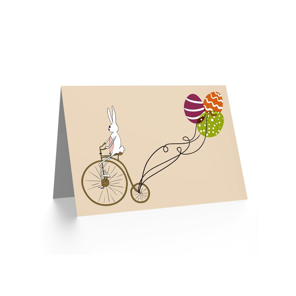 image 1 of Bunny Bike Balloon Eggs Easter Card