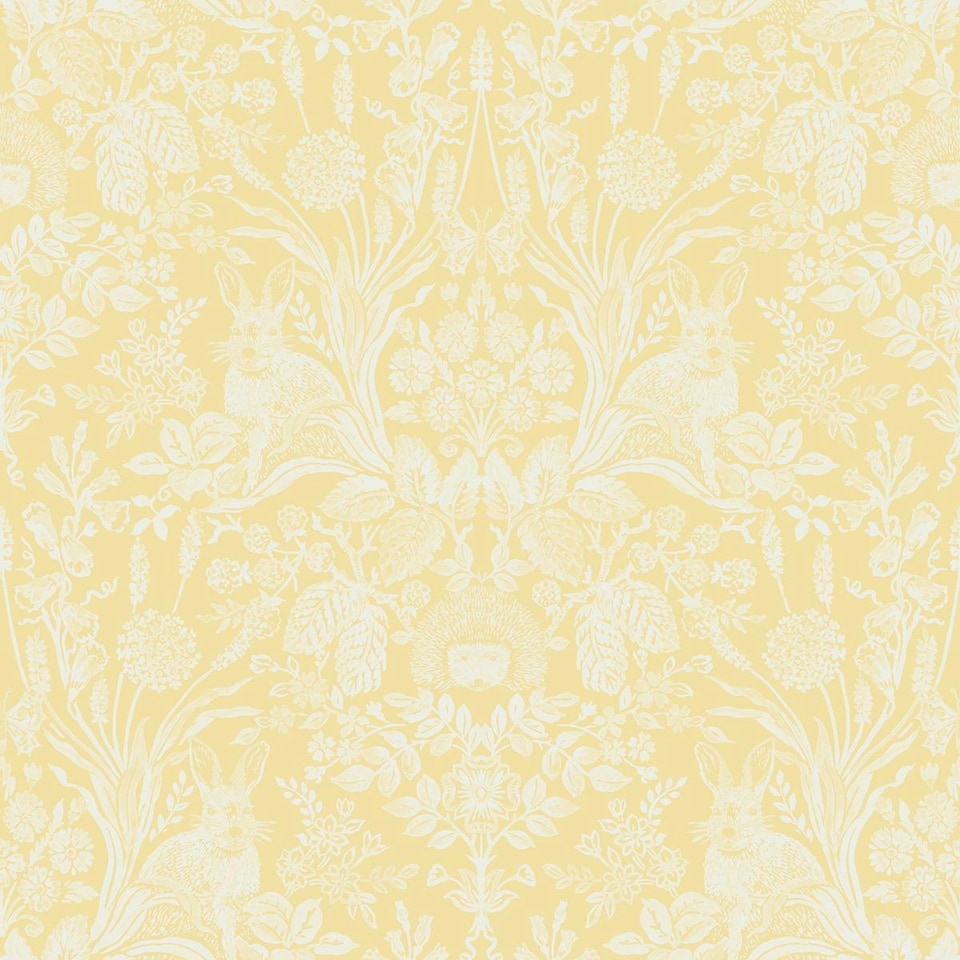 Holden Décor Harlen Woodland Damask Wallpaper - Yellow - 10m x 53cm Yellow