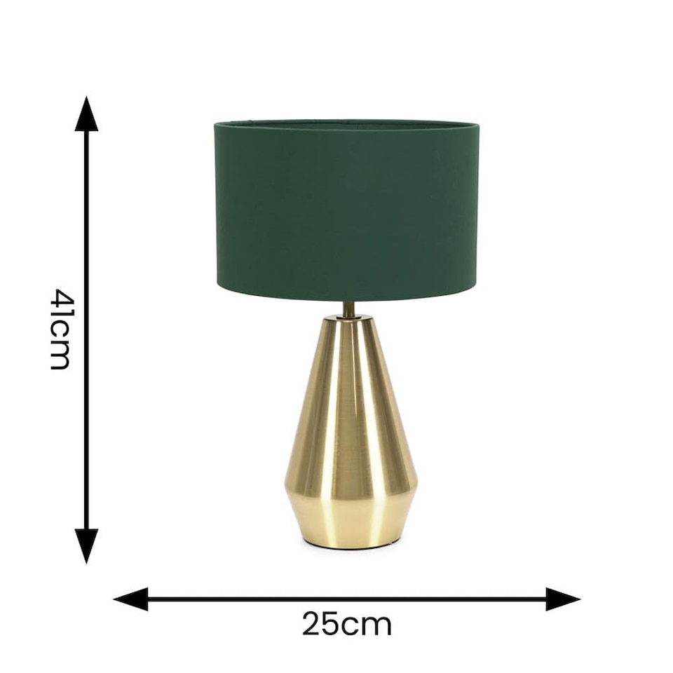image 1 of ValueLights Jax Antique Brass Touch Table Lamp Forest Green Shade