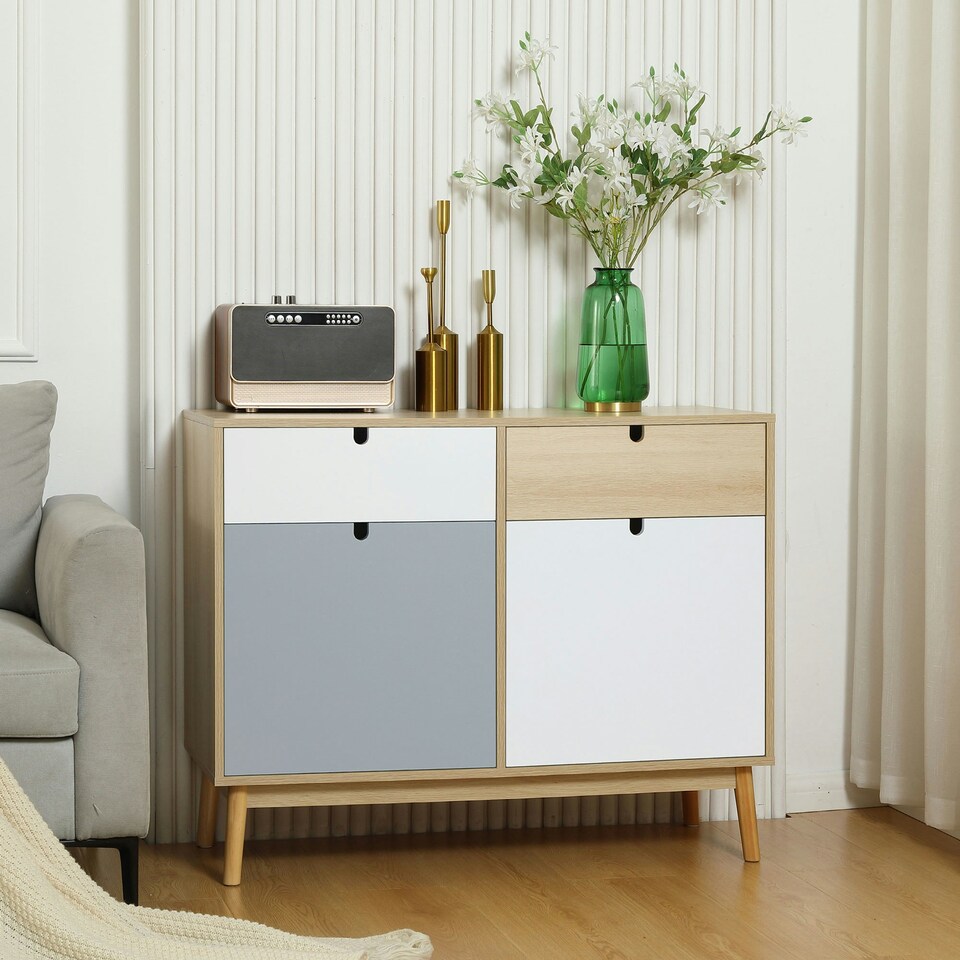 image 1 of HOMCOM Sideboard Storage Cabinet Kitchen Cupboard with Drawers for Bedroom