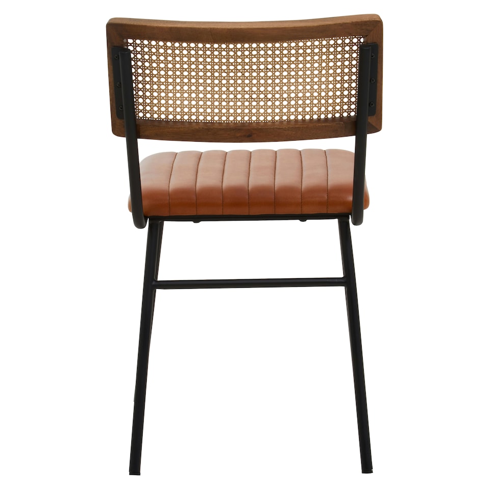 image 1 of Interiors by Premier Tan Leather Dining Chair, Sturdy Dining Room Chair, Leather Effect Accent Chair Brown