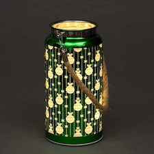 20cm Christmas Decorated Jar - Green Lantern