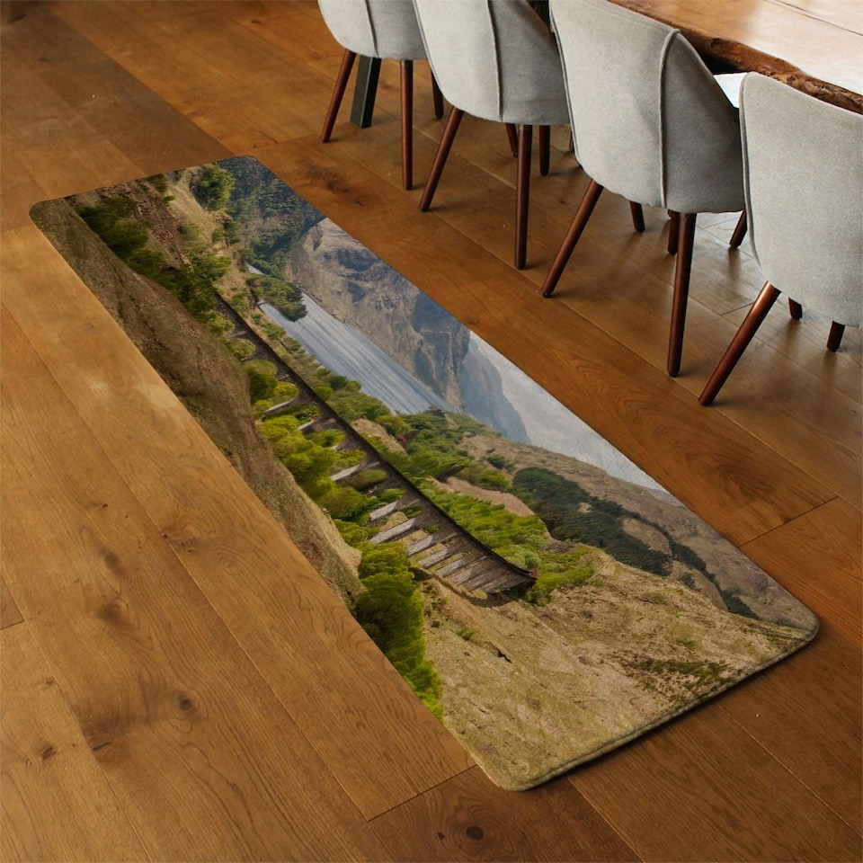 image 1 of The Glenfinnan Viaduct carries the West Highland Railway Line high above Glen Finnan valley beside the lochs and mountains of Scotland Designer (Runner Rug)