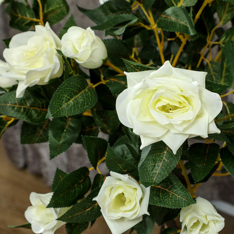 image 1 of Outsunny Set of 2 90cm Artificial Rose Tree, Fake Decorative Plant, White
