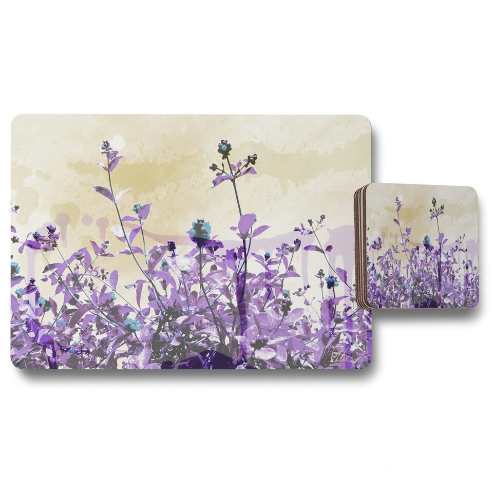 Purple Flowers (Placemat & Coaster Set)