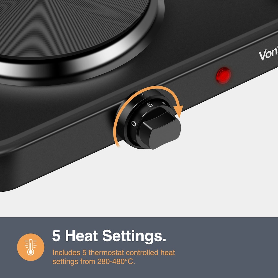 image 1 of VonShef Double Hot Plate 2500W Portable Electric