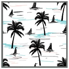 Palm trees & sailboats (Picture Frame) Grey | S