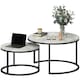 image 1 of HOMCOM 2 Pcs Stacking Coffee Table Set Steel Frame Marble-Effect Top Foot Pads | Grey | 78.5x78.5x46.5