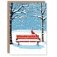 image 1 of Red Cardinal Park Bench Snow Winter Scene Blank For Him Or Her Art Xmas Festive Christmas Card