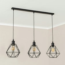ValueLights Diablo Geometric 3 Drop Diner Bar Matte Black Ceiling Pendant Light with Bulbs Black