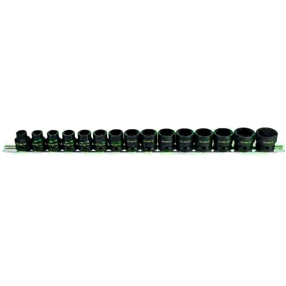 image 1 of Metric Stubby 1/2" Drive Shallow Sockets 6 Sided Single Hex 10 - 24mm 15pc Set