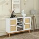 image 3 of COSTWAY 120CM Sideboard Buffet Cabinet w/3 Open Shelves White