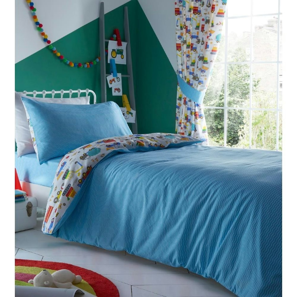 image 1 of Kids Club Bright Trucks Duvet Cover Set - Multicoloured - Single Multi | Single