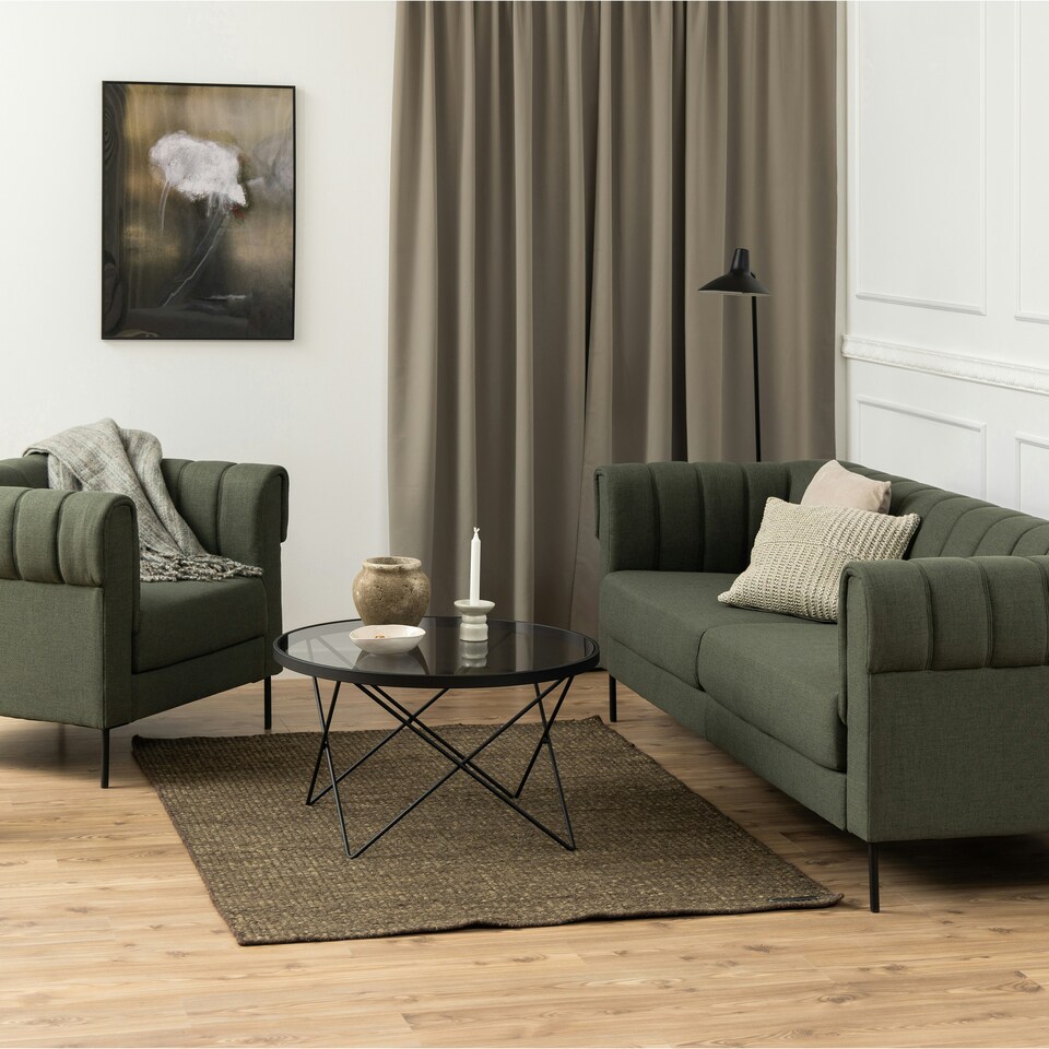 image 1 of Cuxton Black Coffee Table, with Smoked Glass Top