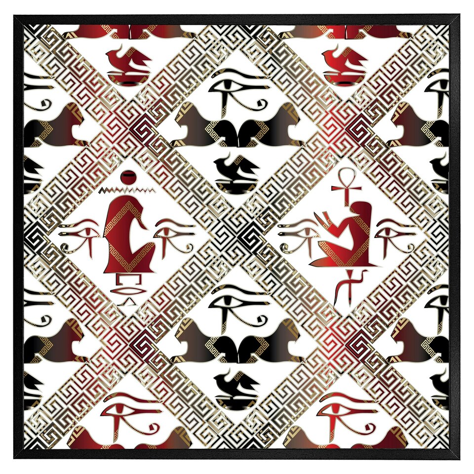image 1 of Egyptian hieroglyphs in red & black (Picture Frame) Brown | Oak | L