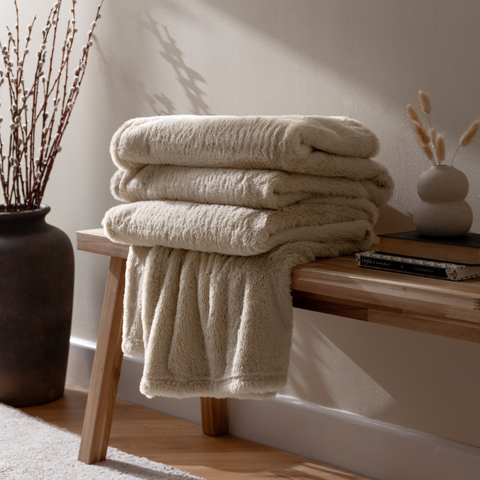 image 1 of Furn Kallu Double-Sided Faux-Fur Throw