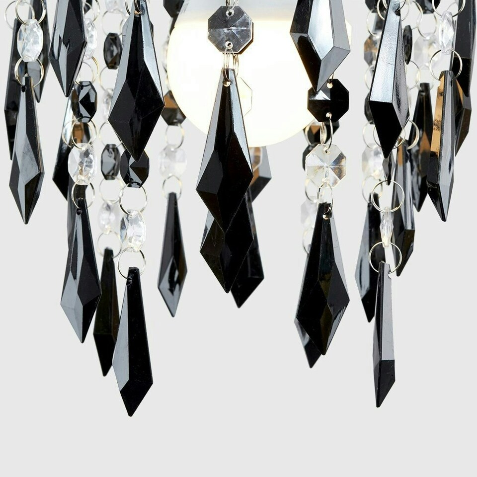 image 1 of ValueLights Non Electric Pendant Shade With Black Clear Acrylic Droplets Black