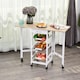 image 2 of HOMCOM Drop-Leaf Kitchen Cart Trolley w 3 Baskets Drawer Surface Top 6 Universal Wheels Rolling Storage Unit Kitchen Home Dining Island White Oak Tone