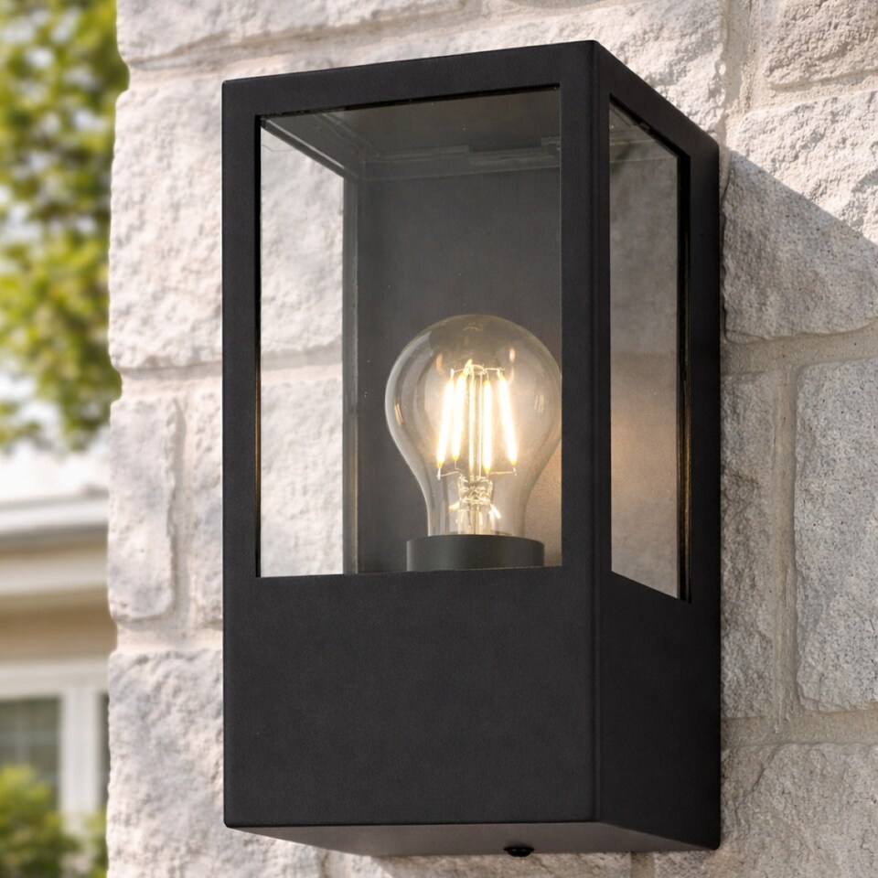 image 1 of CGC Dave Black Stainless Steel Outdoor Wall Light Lantern E27 IP54