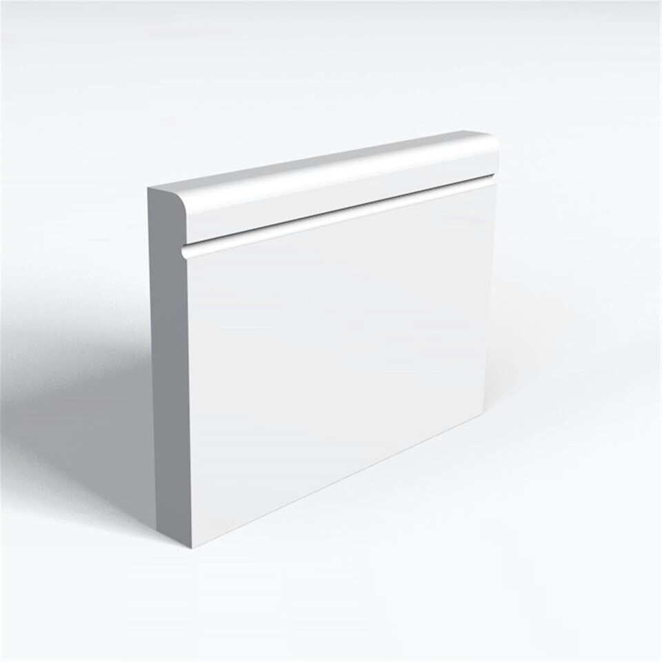 Pack of 15 (Total 15 Units) - MDF Primed Pencil Round & Drip Groove Skirting Board & Rebate - 15mm (T) x 219mm (H) x 3050mm (L)