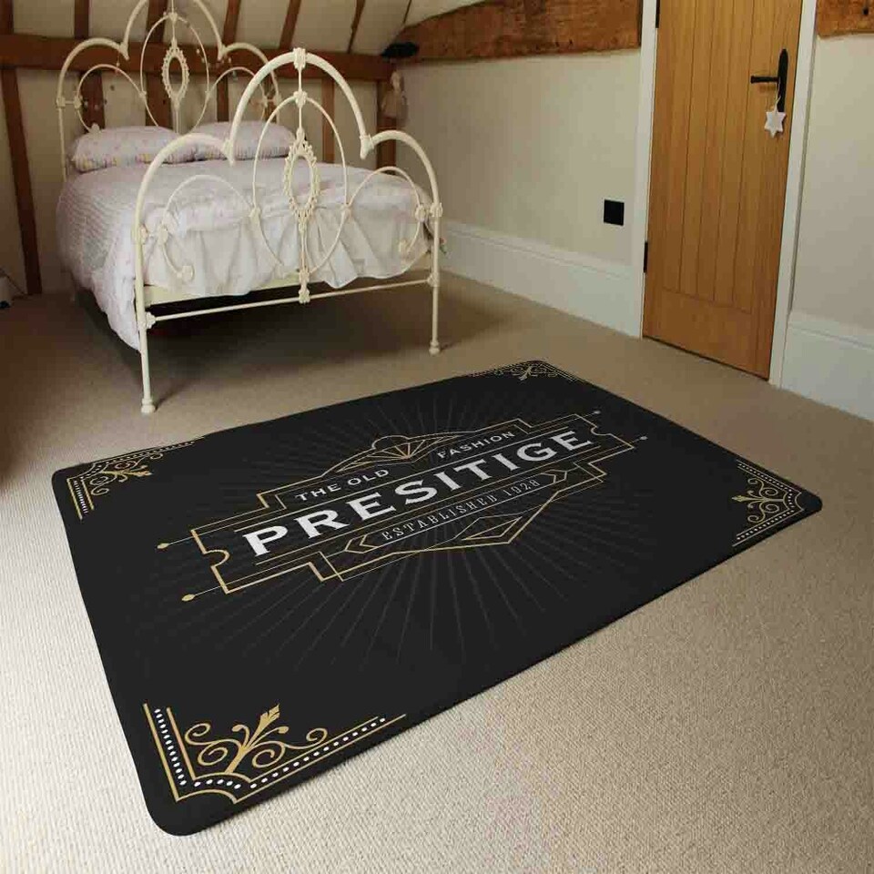 image 1 of Art Deco Old Fashioned Prestige (Rug) Black | Large: 140x200cm