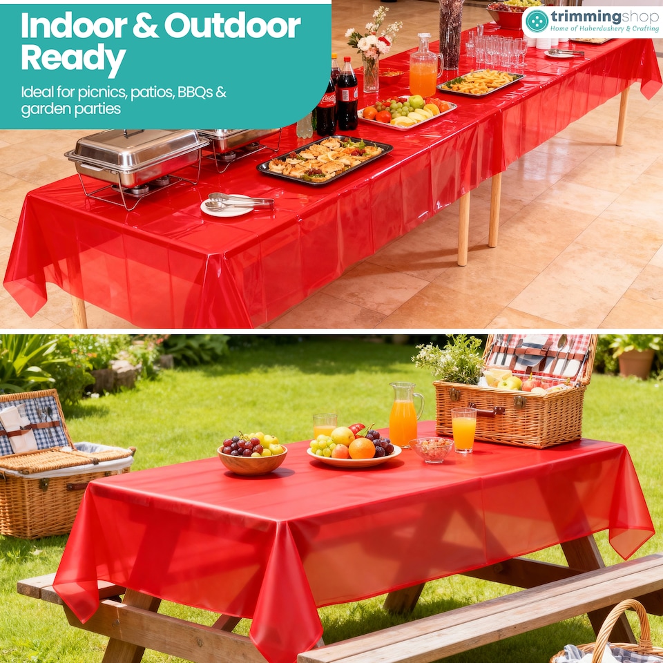 image 1 of Disposable Plastic Table Cover, Table Liner - 54" x 108"