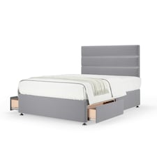 Memory Maestro Memory Foam Silver Plush Velvet 2 Drawer Divan Set And Milan Headboard Super King
