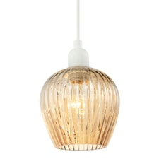 Modern Gold Easy Fit Pendant Lighting Shade with Ridged Fluted Lines Gold