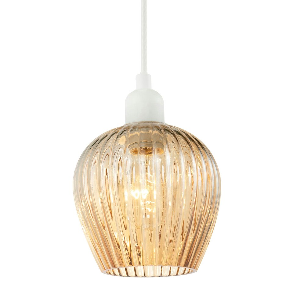 image 1 of Modern Gold Easy Fit Pendant Lighting Shade with Ridged Fluted Lines Gold