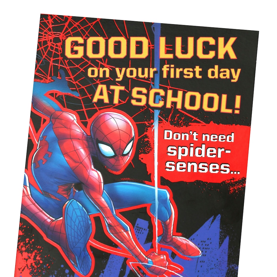 image 1 of First Day of New School/Good Luck Card for Him/Boy | Marvel Spider-Man Design