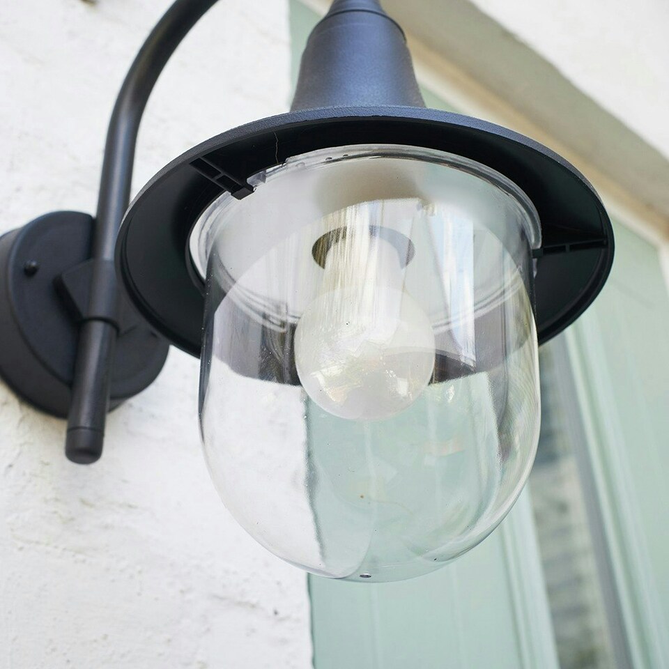 image 1 of ValueLights Black Bramhall Outdoor Wall Lantern with 6W Warm White Bulb Black