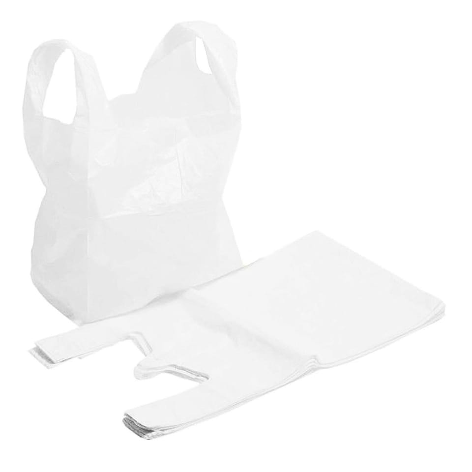 image 1 of 2000 x 11x17x21" Shopping & Grocery Strong White Plastic Vest Style Shopping Carrier Bags White