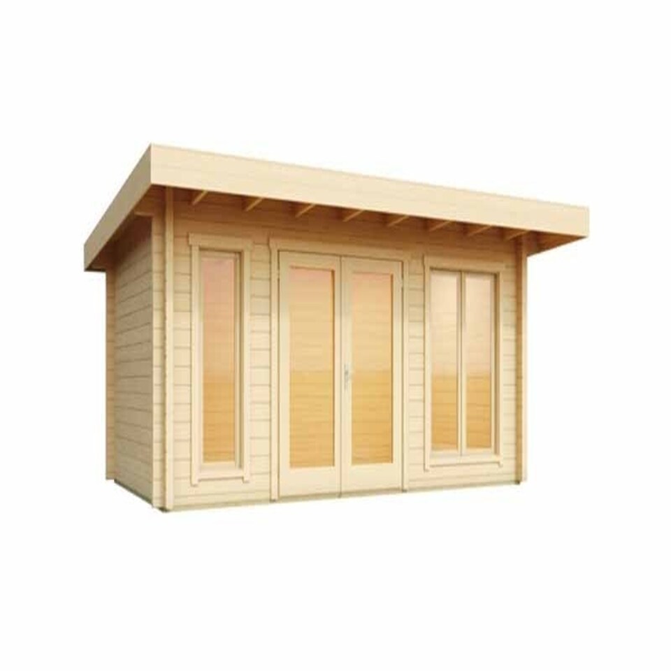 image 1 of Dorset 72-Log Cabin, Wooden Garden Room, Timber Summerhouse, Home Office - L510 x W360 x H238 cm Brown