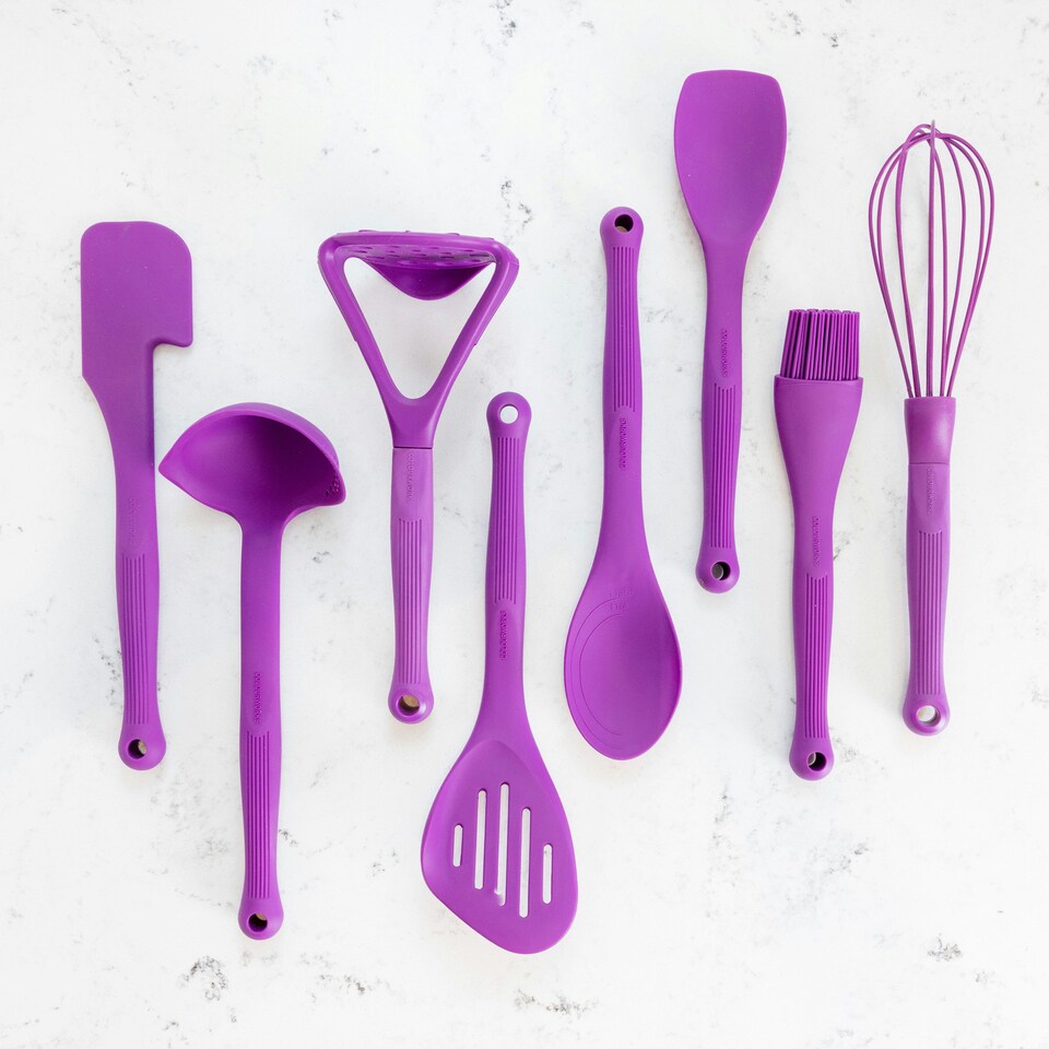 image 1 of Colourworks Silicone Kitchen Ladle with Spout Purple
