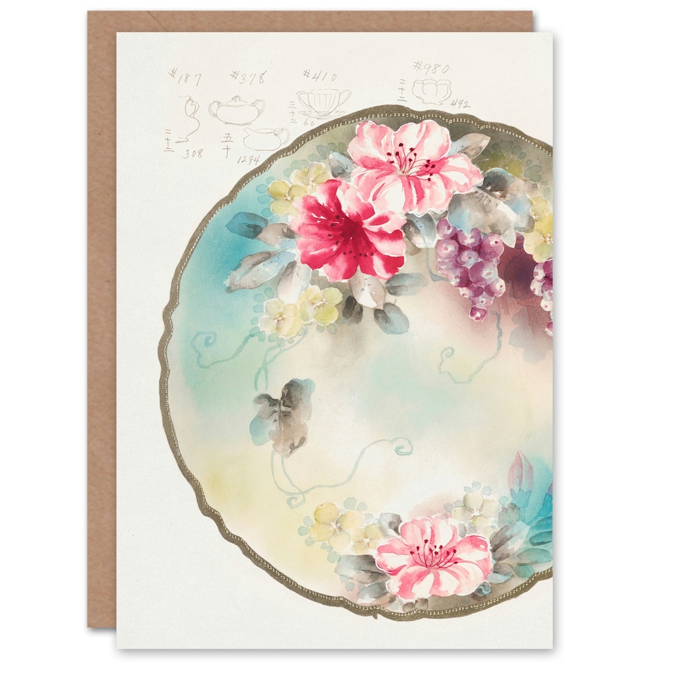 image 1 of Noritake Factory Japanese Art Card Vintage Floral Design For Plate