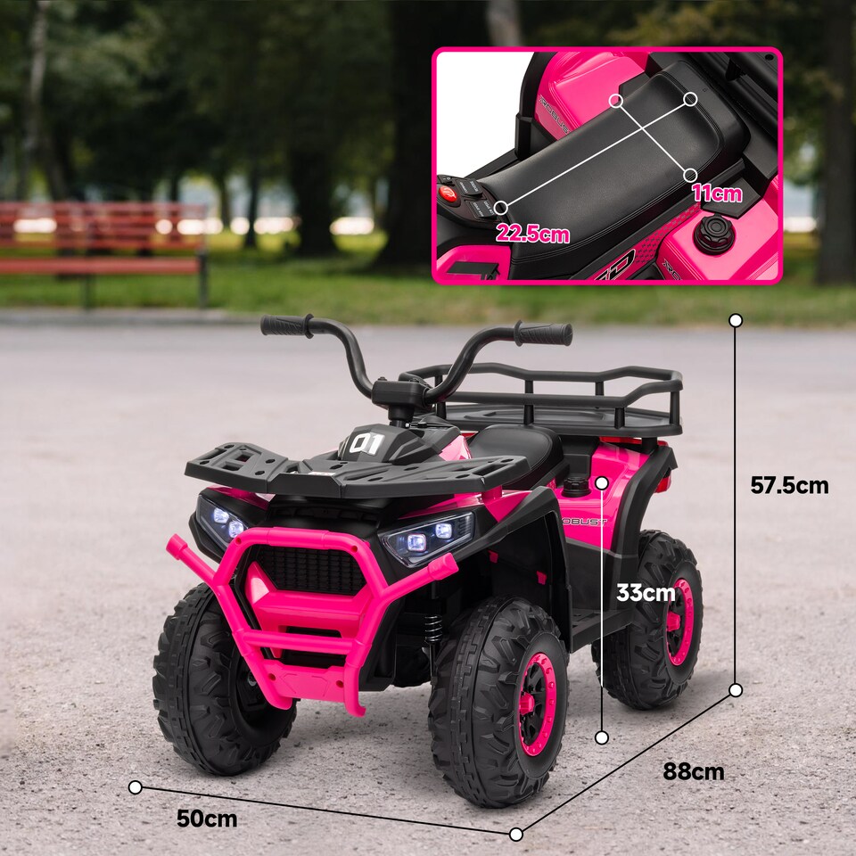 image 1 of AIYAPLAY 12V Kids Electric Ride on ATV, Battery Powered Quad Bike with 4 Suspension Wheels, Forward Reverse Function, Lights, Music, Storage Basket, for Ages 3-5 Years, Pink