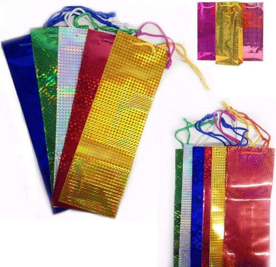 image 1 of 100 pcs Assorted Holographic Wine Gift Bags | Multi