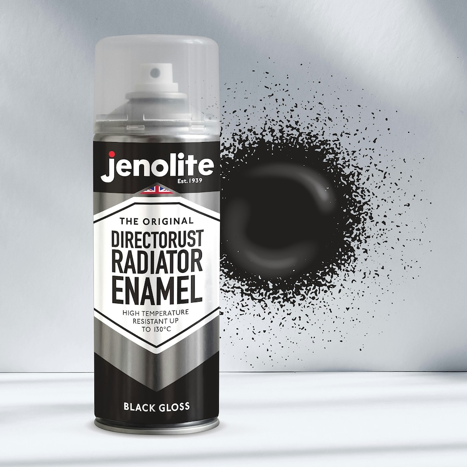 image 1 of Jenolite Directorust Radiator Enamel Paint - Black Gloss - 400ml Spray Can - 3-Pack