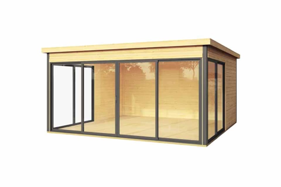 image 1 of Domeo 5 & Domeo 5 Al pack ISO-Log Cabin, Wooden Garden Room, Timber Summerhouse, Home Office - L437.6 x W437.6 x H239.4 cm | Brown