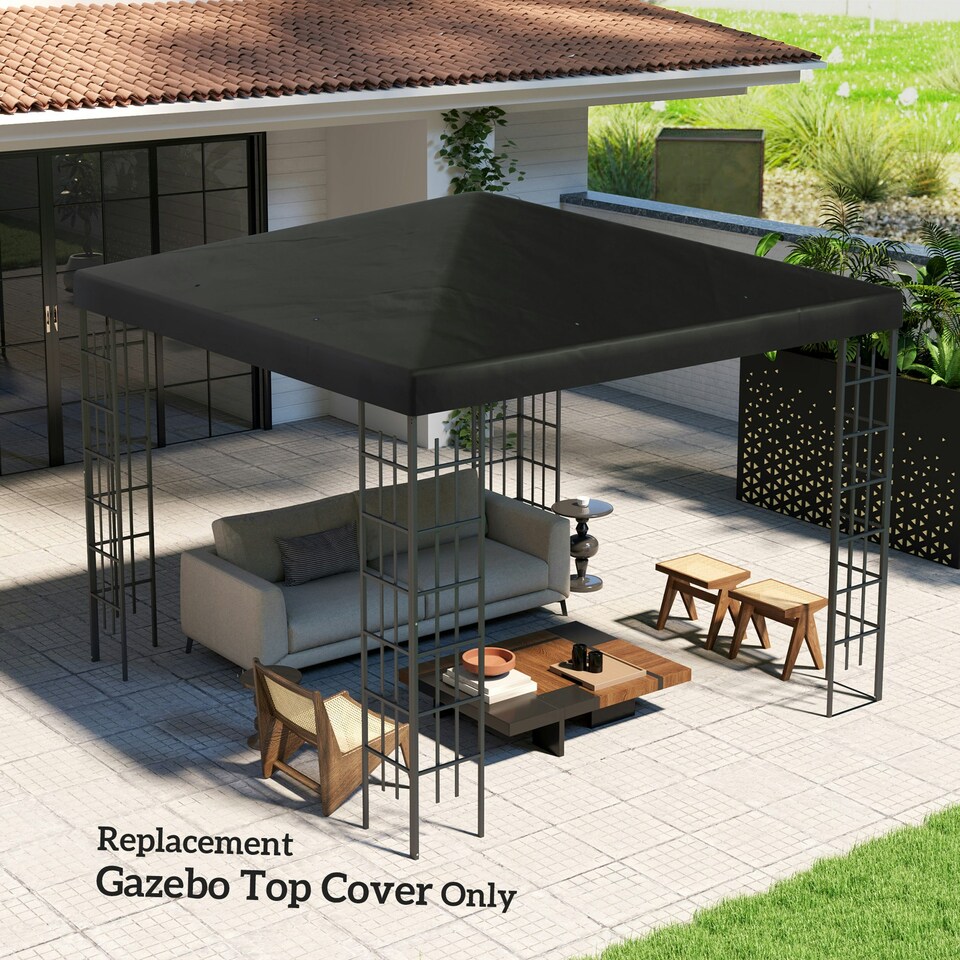 image 1 of Outsunny 3 x 3(m) Gazebo Canopy Replacement Cover, UPF30+, Black