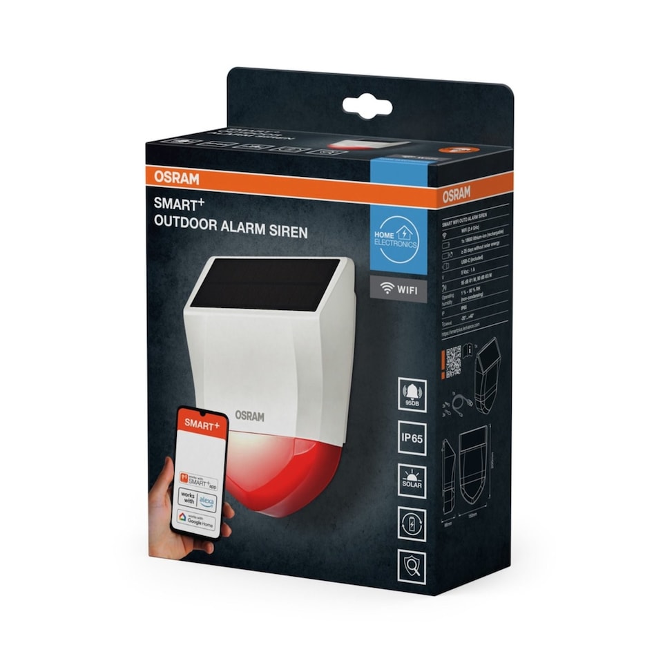 image 1 of Osram Smart+ WiFi Outdoor Alarm Siren Triple Alarm Feature Alexa/Google Home