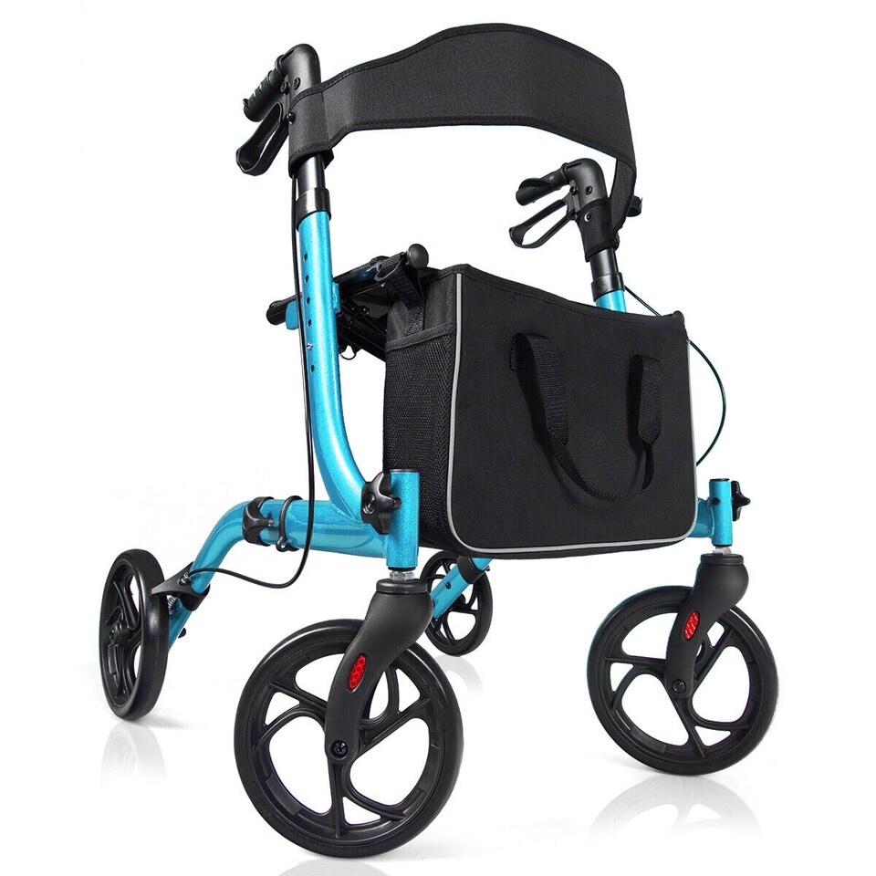 image 1 of COSTWAY Folding Rollator Walker Aluminium Mobility Aid Navy | Blue