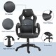 image 6 of Vinsetto PU Leather Racing Gaming Chair, Swivel Home Office Gamer Chair Gray