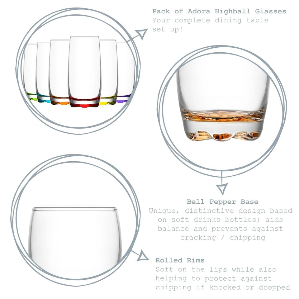 image 1 of LAV Adora Coloured Highball Glasses - 390ml - 6 Colours Multi