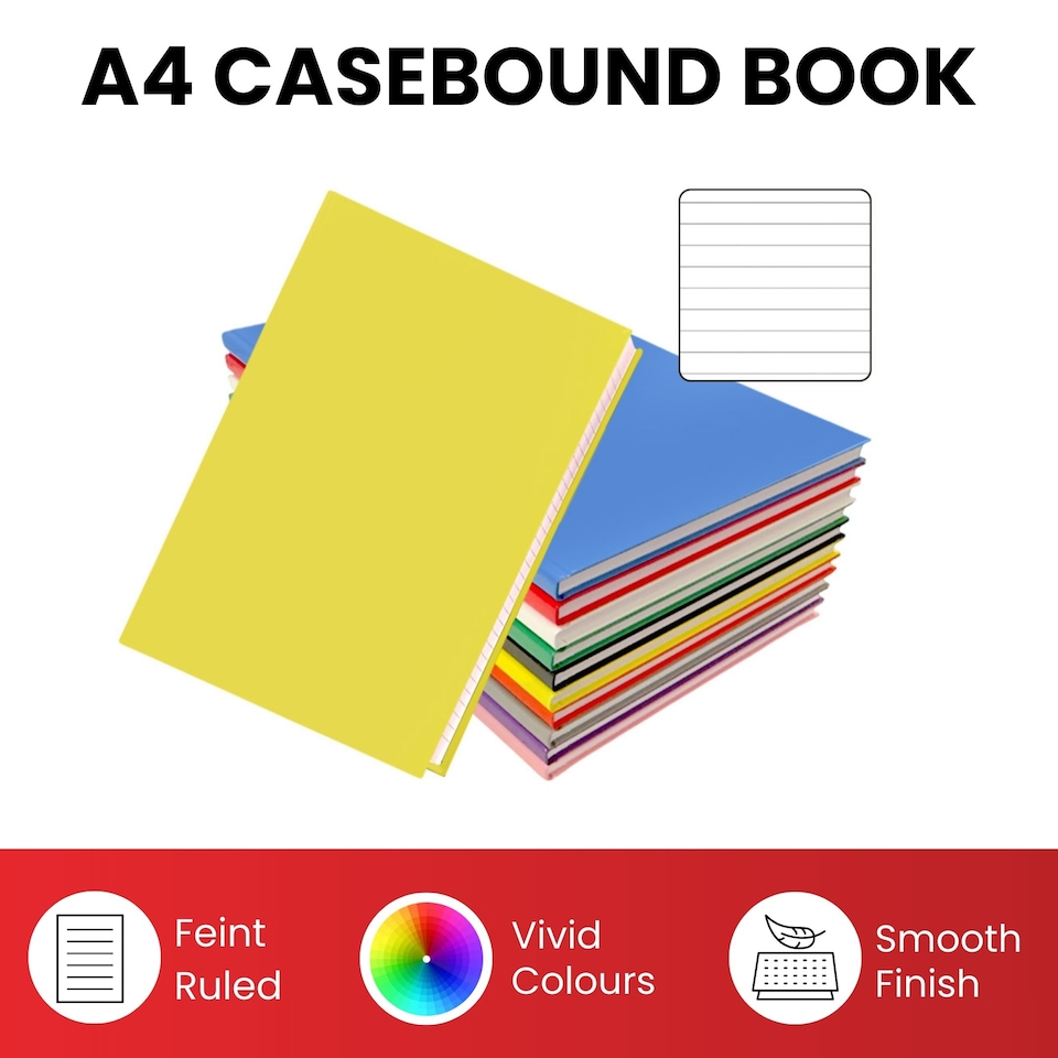 image 1 of Pack of 5 A4 160 Pages 8mm Ruled Purple Casebound Notebooks