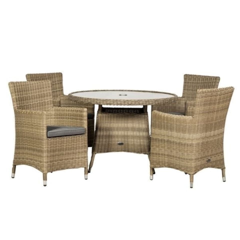 image 1 of Wentworth 4 Seater Round Carver Dining Set - Synthetic Rattan - H74 x W110 x L110 cm - Beige