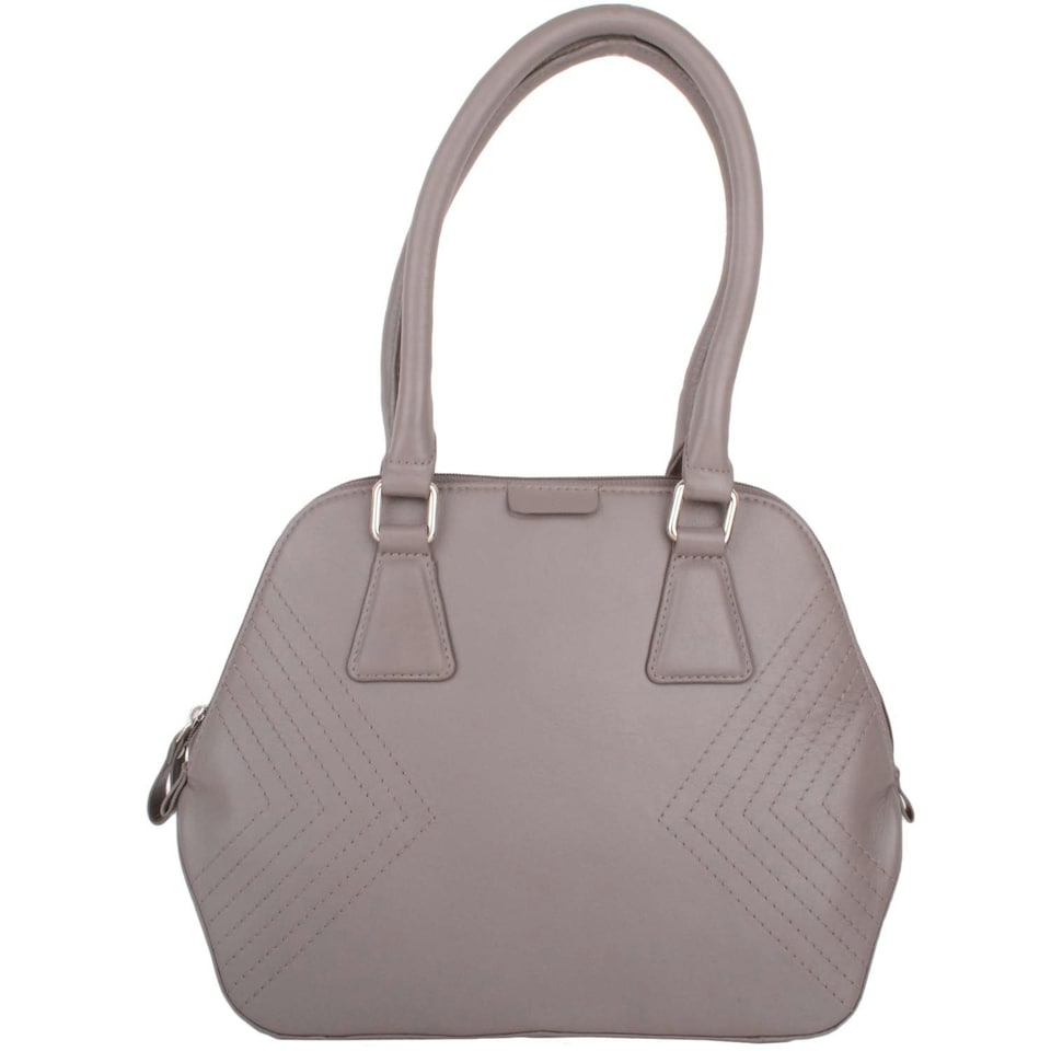 image 1 of Premium Soft Leather Large Hand Bag with Stitch Detail Pattern Grey | Grey