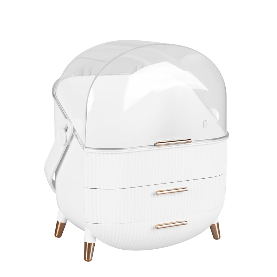 image 1 of ilus Makeup Organizer Case Drawer Portable Cosmetic Jewellery Storage Box White
