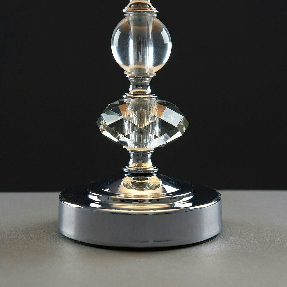 image 1 of ValueLights Pair Of Modern Polished Chrome Touch Table Lamps With White Pleated Shades Chrome